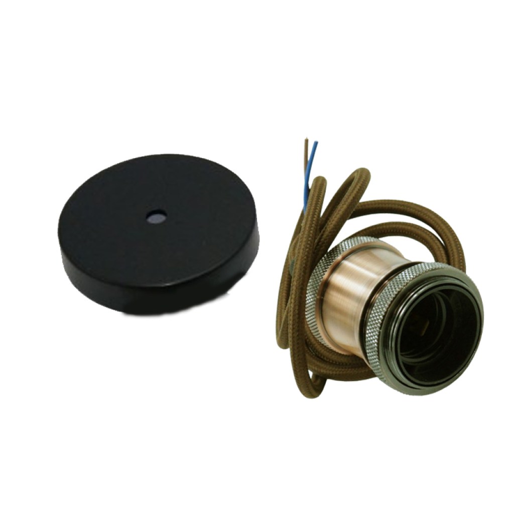 φωτιστικό-οροφής-κρεμαστό-μπρούτζινο-με-υφασμάτινο-καφέ-καλώδιο-1m